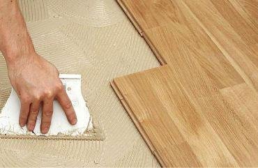 Parquet wood flooring glow down installation